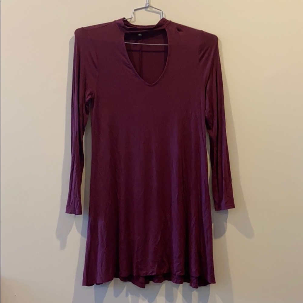 Key hole long sleeve cotton dress